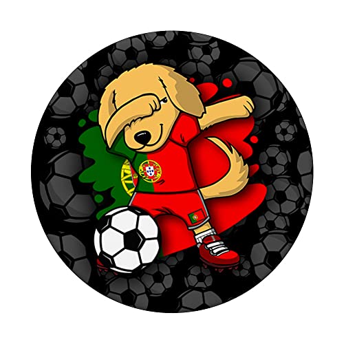 Dab Golden Retriever Portugal Fútbol Fans Jersey Fútbol PopSockets PopGrip Intercambiable