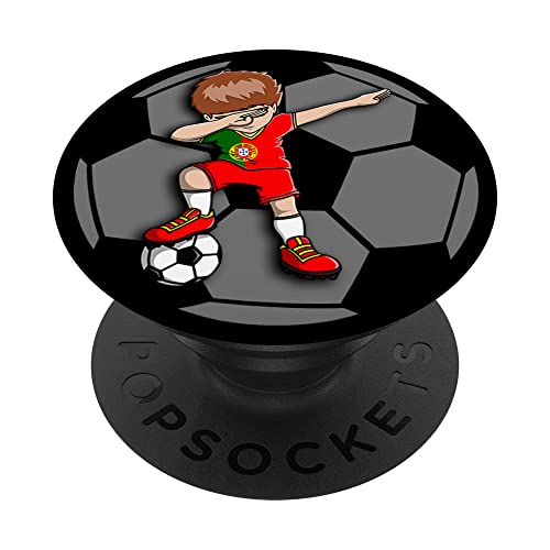 Dabbing Soccer Boy Portugal Jersey Portugués Fútbol Fans PopSockets PopGrip Intercambiable