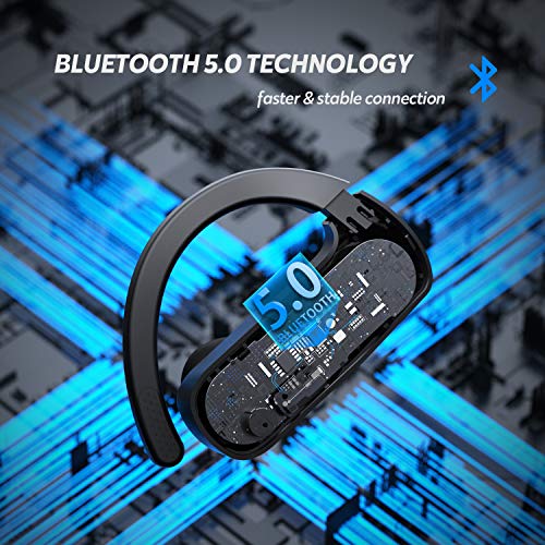 DACOM Auriculares de conducción ósea, Auriculares Deportivos de Oreja Abierta, Bluetooth 5.0 True Wireless, Dos Modos de Carga, Control táctil y micrófono Incorporado IPx5 a Prueba de Agua