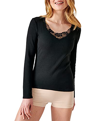 Damart Haut Fine Cote Dentelle Thermolactyl Degré 3 Camiseta térmica, Noir (Noir), M para Mujer