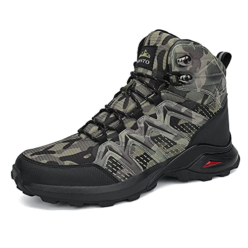 Dannto Zapatillas Trekking Hombre Antideslizante Zapatillas de Senderismo Montaña Botas de Senderismo Hombre Resistentes a la abrasión para Exteriores Caminar(Camo,45）