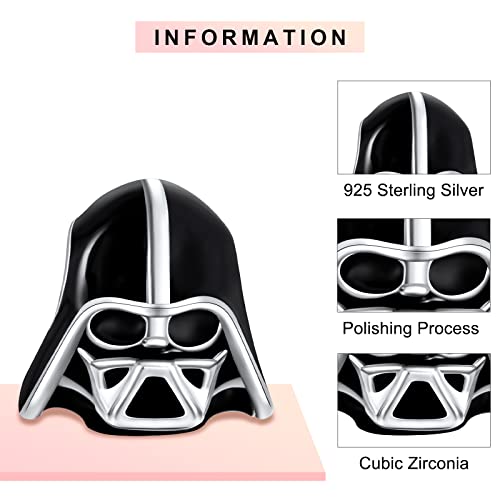 Darth Vader Charms para Mujeres Pulseras con Dijes, Cuentas de Dibujos Animados de Plata de Ley 925 Regalo de Joyería de Cumpleaños de Halloween de Christmas para Niñas