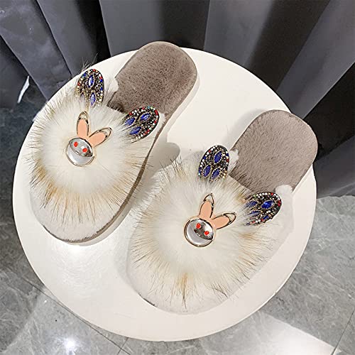 Dasongff - Pantuflas para mujer, zapatillas de invierno cálidas, con dibujos animados, cómodas, antideslizantes, para interiores, cómodas, con puntera abierta, ligeras, zapatillas para mujer