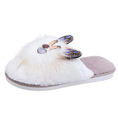 Dasongff - Pantuflas para mujer, zapatillas de invierno cálidas, con dibujos animados, cómodas, antideslizantes, para interiores, cómodas, con puntera abierta, ligeras, zapatillas para mujer