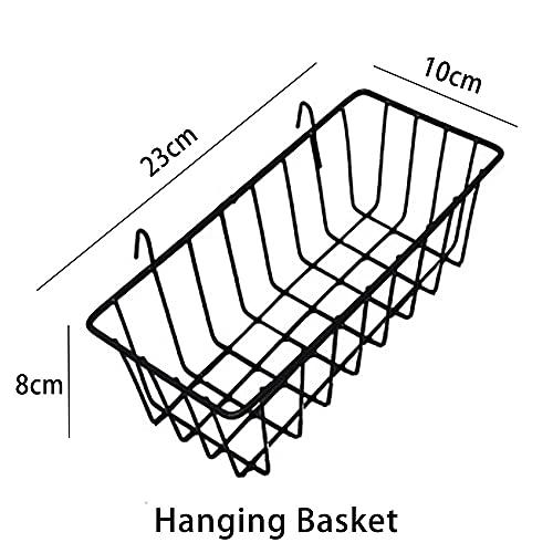 DEDC Rejilla Estantes de Pared Cesta con Ganchos, Estantería, Estante de Exhibición para Panel de Rejilla de Pared, Estante de Almacenamiento para Oficina (Negro, Cesta + Cesta pequeña)