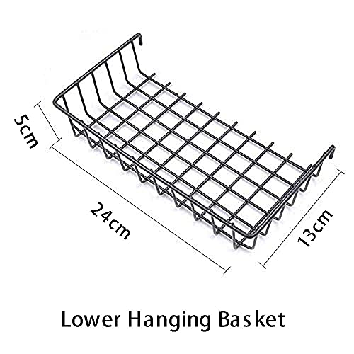 DEDC Rejilla Estantes de Pared Cesta con Ganchos, Estantería, Estante de Exhibición para Panel de Rejilla de Pared, Estante de Almacenamiento para Oficina (Negro, Cesta + Cesta pequeña)