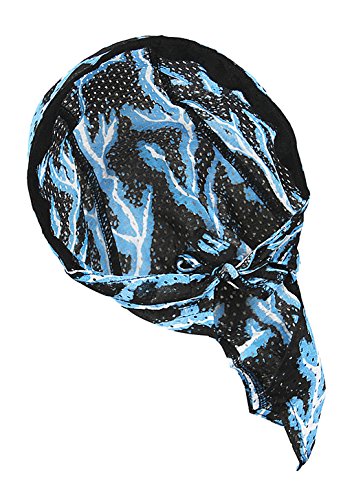 Deportes Headwear secado rápido sol protección UV Ciclismo Bandana Running gorro bicicleta motocicleta casco de bajo de calavera, Blue Lightning-Cotton Bandana