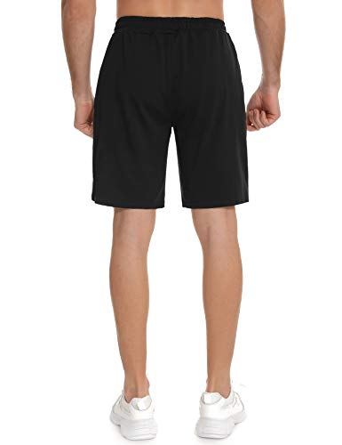 Doaraha Pantalones Cortos Deportivos Hombre Algodón Ropa de Dormir Pantalón Corto Casual Sport Shorts Bolsillos Pantalón Chándal Suave Transpirables Running Fitness Correr (1355# Negro, XL)