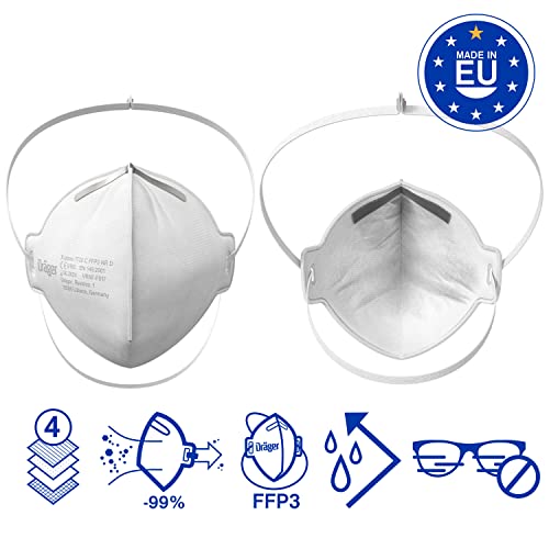 Dräger X-plore 1730 C FFP3 mascarilla de uso cotidiano impermeable de alta protección (5 unid.) Respirador para metalúrgica, agricultura, bricolaje