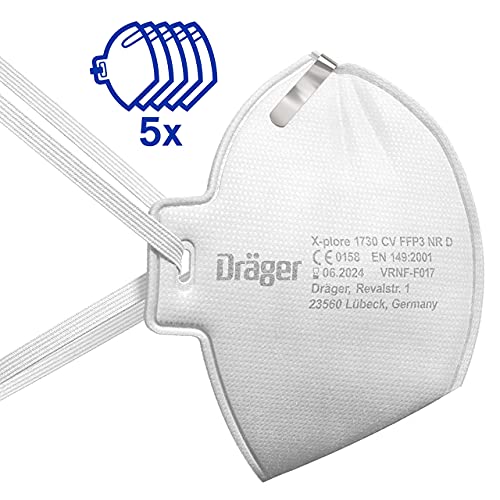 Dräger X-plore 1730 C FFP3 mascarilla de uso cotidiano impermeable de alta protección (5 unid.) Respirador para metalúrgica, agricultura, bricolaje