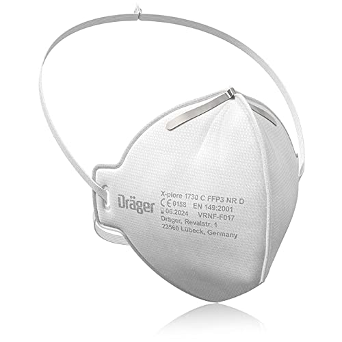 Dräger X-plore 1730 C FFP3 mascarilla de uso cotidiano impermeable de alta protección (5 unid.) Respirador para metalúrgica, agricultura, bricolaje