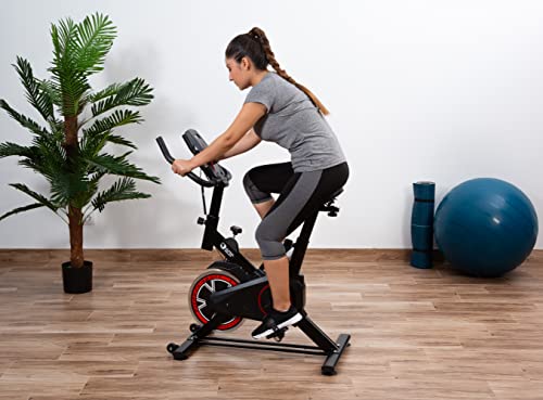 EKA® Bicicleta spinning profesional - Diseño ergonómico – Ruedas que permiten moverla con facilidad – Varios niveles de intensidad – Sensor de pulso