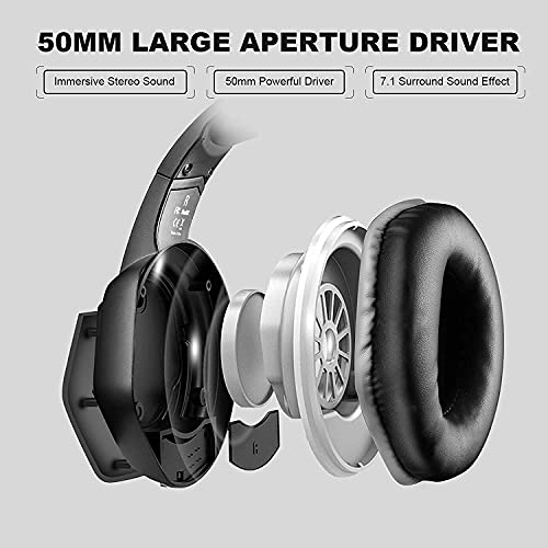 EKSA E1000 Cascos Gaming USB para PC, Over Ear Auriculares Gaming con Cable, Micrófono con Cancelación de Ruido, Sonido Envolvente 7.1, Luz RGB para Consola PS4 / PS5, Laptop - gris