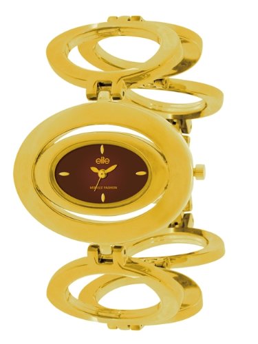 Elite E5098.4.105 - Reloj analógico de Cuarzo para Mujer, Correa de Otros Materiales Color Dorado