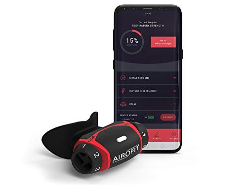 Entrenador respiratorio Airofit Pro, entrena los músculos de las vías respiratorias, mide el volumen y la fuerza respiratoria, con aplicación móvil gratuita, aumenta el rendimiento físico