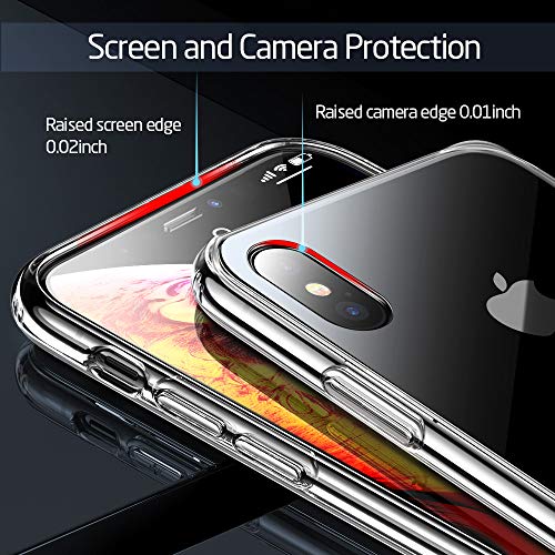 ESR Funda Cristal Compatible con iPhone XS MAX 6.5" 2018, Carcasa Anti-Amarillea y Anti-Arañazos, Parte Posterior del Vidrio Templado 9H+ Borde de TPU, Transparente