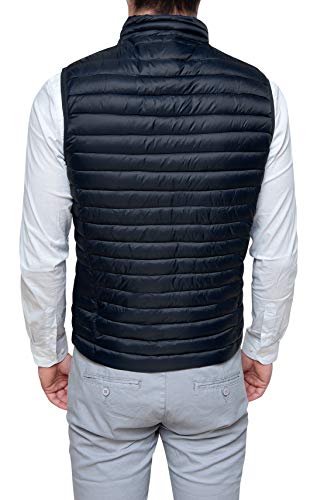 Evoga Chaleco de plumas para hombre informal sin mangas chaleco Slim Fit, Negro , XXL