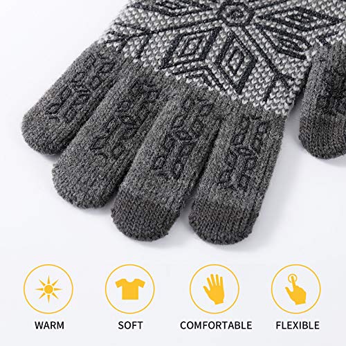 EXTSUD Guantes de Lana con Pantalla Táctil, Guantes de Invierno para Mujeres y Hombres Guantes Térmicos de Invierno para Esquí y Ciclismo, Unisex, Gris