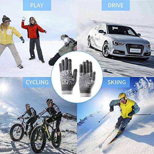 EXTSUD Guantes de Lana con Pantalla Táctil, Guantes de Invierno para Mujeres y Hombres Guantes Térmicos de Invierno para Esquí y Ciclismo, Unisex, Gris