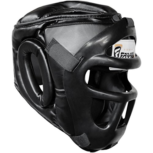 Farabi Sports Guardia Protector de Cabeza Cara de Ahorro de Casco con la Cara Frontal extraíble Grill (Black, Small)