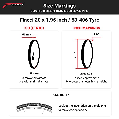 Fincci 20 x 1,95 Neumáticos Cubiertas para BMX o Niños Childs Bicicleta