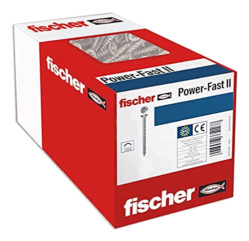 fischer Power-Fast II - caja de tornillos especiales para madera 3,5x35mm, para atornillado de maderas, conexión de maderas macizas o fijación de piezas a la madera ,100 ud