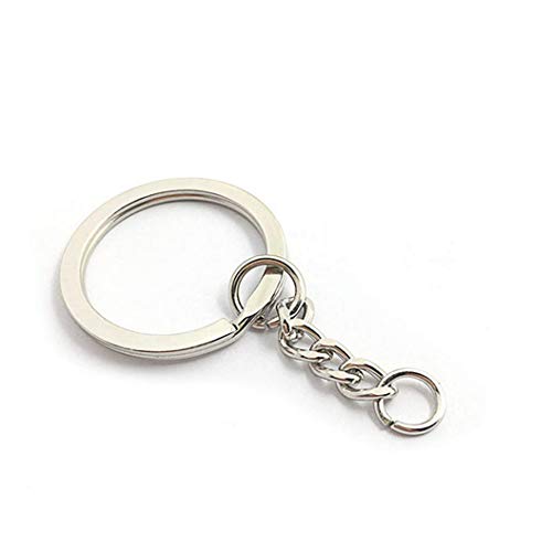 FISHSHOP Llaveros 100 Paquetes Llaveros Divididos Llavero de Metal Plateado Pulido Cadenas Anillo de Salto Abierto para Llaves Craft DIY Blank 30mm Círculo Llaveros para Llaves