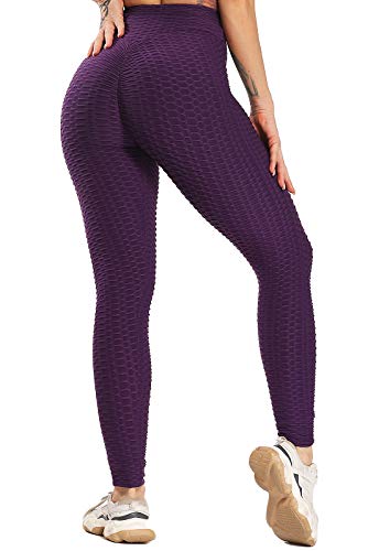 FITTOO Leggings Push Up Mujer Mallas Pantalones Deportivos Alta Cintura Elásticos Yoga Fitness Morado L