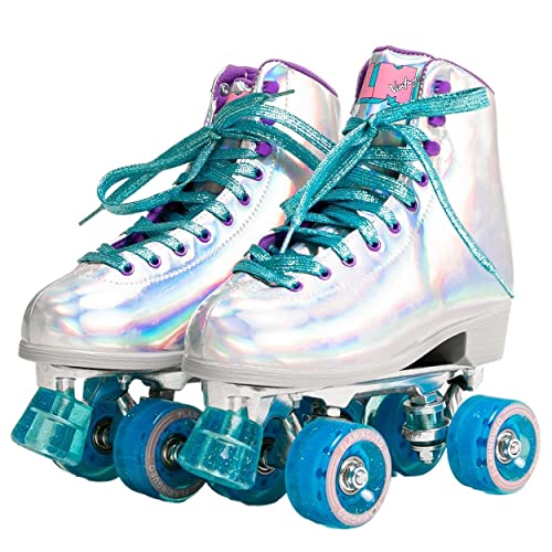 Flamingueo Patines 4 Ruedas - Patines 4 Ruedas Mujer, Patines 4 Ruedas Niña, Roller Skates, Patines Adulto, Patines Mujer Holográficos, Patines Ruedas Uretano 58mm x 32 mm, Tallas 35-41 EU