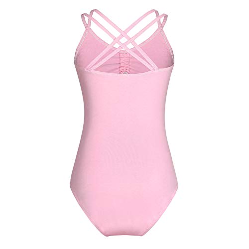 FONLAM Maillot de Ballet Danza para Niña Traje Leotardo Maillot Tradicional Gimnasia Actuación Fiesta Niña (13-14 Años, Rosa)