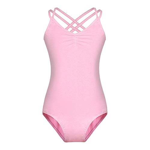 FONLAM Maillot de Ballet Danza para Niña Traje Leotardo Maillot Tradicional Gimnasia Actuación Fiesta Niña (13-14 Años, Rosa)