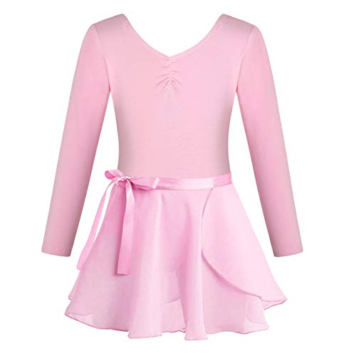 FONLAM Vestido Maillot de Ballet para Niña Conjunto de Dos Piezas Maillot + Falda Danza Gimnasia Ballet Niña (13-14 Años, Rosa)