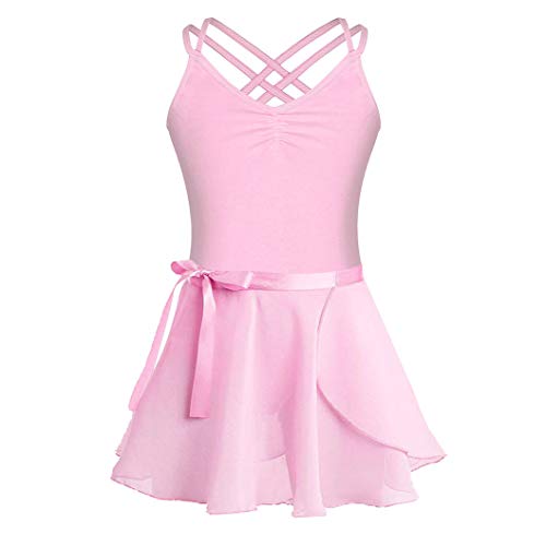 FONLAM Vestido Maillot de Ballet para Niña Conjunto de Dos Piezas Maillot + Falda Danza Gimnasia Ballet Niña (Rosa, 5-6 años)