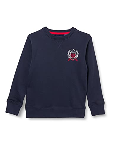 GANT D1. Medium Crest C-Neck Sudadera, Azul Noche, 176 cm para Niños