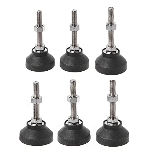 Gasea 6 Piezas Tornillos Reguladores, Niveladores Base, Patas Ajustables Regulables para Muebles con Rosca M8, Tornillos de Ajuste de Pies Niveladores para Muebles, M8 x 50 x 40mm