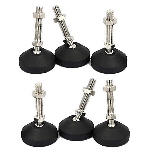 Gasea 6 Piezas Tornillos Reguladores, Niveladores Base, Patas Ajustables Regulables para Muebles con Rosca M8, Tornillos de Ajuste de Pies Niveladores para Muebles, M8 x 50 x 40mm