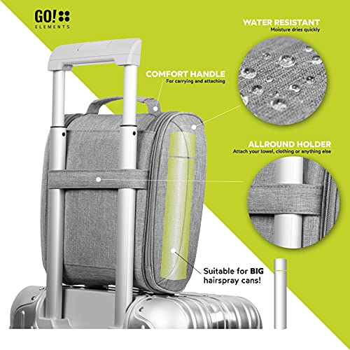 GO!elements® Bolsa de Aseo para Colgar Hombres y Mujeres | Neceser cosmético Hombre Grande Mujer para Maletas y Equipaje de Mano | Neceser de Viaje, Color:Gris