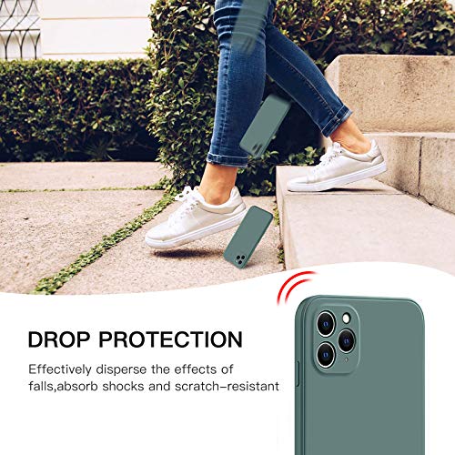 GOODVISH Funda de Silicona Líquida Ultrafina para iPhone 11 Pro MAX 6,5", Protección de la Pantalla y la Cámara, Especial Diseño de Borde Recto, Disipación de Calor Rápido, Anti-Caída (Verde Oscuro)