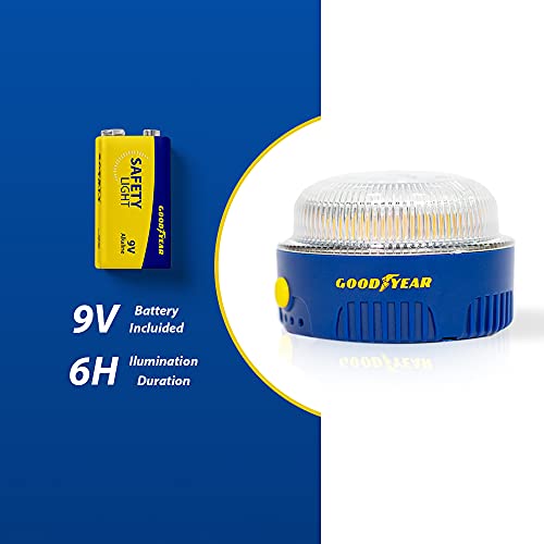 Goodyear Luz de Emergencia Coche y Linterna. Safety Light v16. LED, homologada por la DGT. Base imantada. Diseñado en España. Baliza Luminosa(2 Unidades)