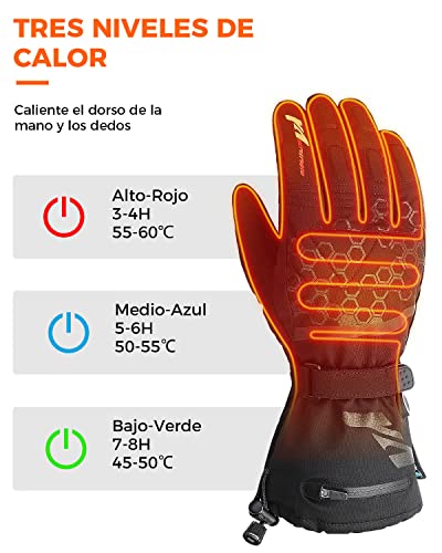  Guantes calefactables, guantes térmicos recargables para  hombres y mujeres de 7.4 V con batería de 3200 mAh* 2, guantes térmicos  finos para pantalla táctil para manos de artritis, guantes eléctricos 