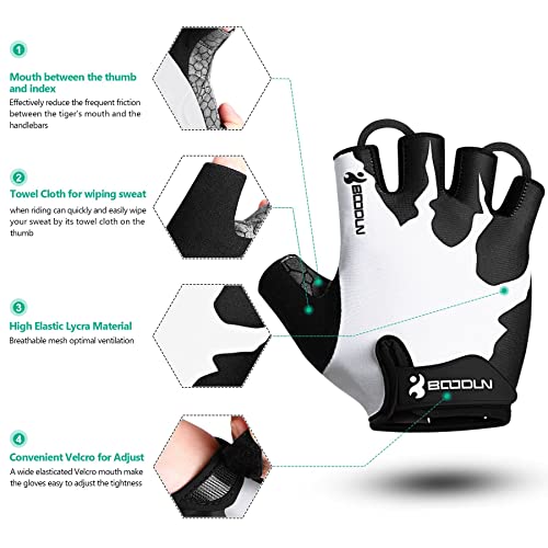 Guantes de Ciclismo Medio Dedo Unisex Guantes de Bicicleta sin Dedos con Relleno Antideslizante para MTB, Ciclismo de Carretera, Gimnasio, Crossfit y Levantamiento de Pesas M