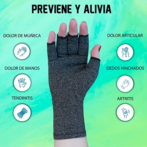 Guantes de Compresión Artritis (Tunel Carpiano) para Mujer y Hombre, Guantes Artrosis, Ofrecen Calor y Compresión, Ayuda a Aumentar la Circulación Reduciendo el Dolor y Promover la Sanación