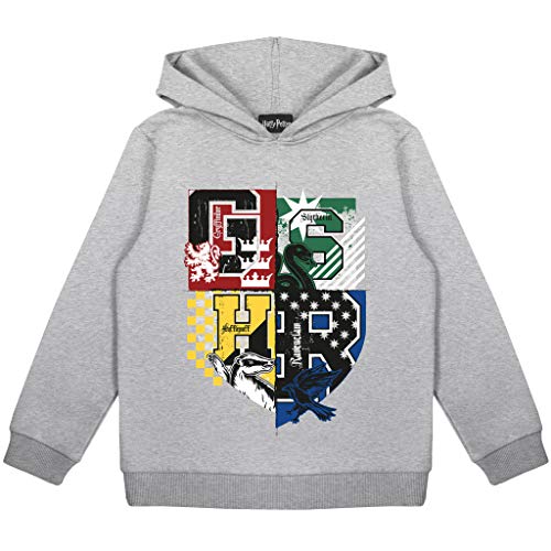 Harry Potter Hogwarts Casa crestas Niños Sudadera con Capucha Gris Heather 12-13 años