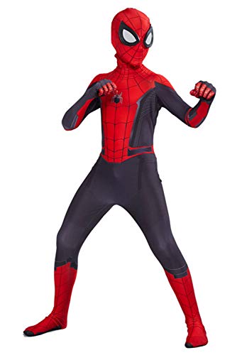 helymore Halloween Mono de Superheroe de Cosplay de Pelicula Jumpsuit Ajustado con Estampado de Arana, Altura Adecuada 110cm-120cm