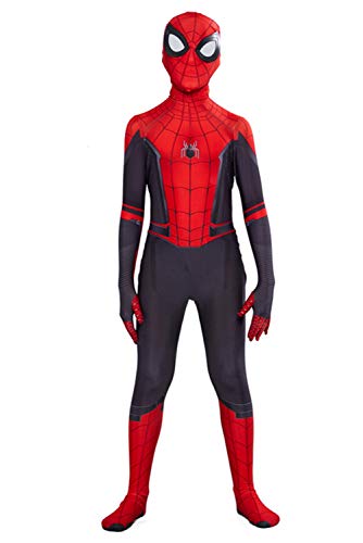 helymore Halloween Mono de Superheroe de Cosplay de Pelicula Jumpsuit Ajustado con Estampado de Arana, Altura Adecuada 110cm-120cm