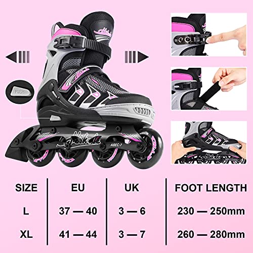 Hikole Patines en Línea Patines para Adultos Mujer Hombre Ajustables Patines para Principiantes Patines para Exteriores e Interiores 37-44