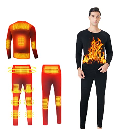 Hombre Invierno Calentado Termal Ropa Interior Tops Pantalones Teléfono Inteligente Control De Temperatura Inteligente Ropa De Calefacción para Sport Skiing Correr Senderismo,S