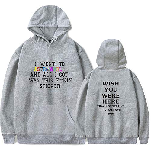 Hombres Sudaderas con Capucha Hombres Moda Letra impresión Hoodie Hombres y Mujer Pullover,Gray,XXL