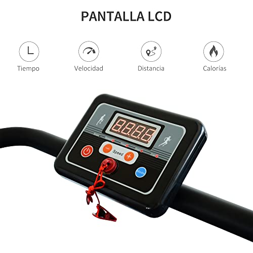 HOMCOM Cinta de Correr Andar Eléctrica Plegable con Pantalla LCD Velocidad de 1-10 km/h Botón de Emergencia Motor 500W Acero Hogar Oficina 122x62,5x119 cm Plata y Negro