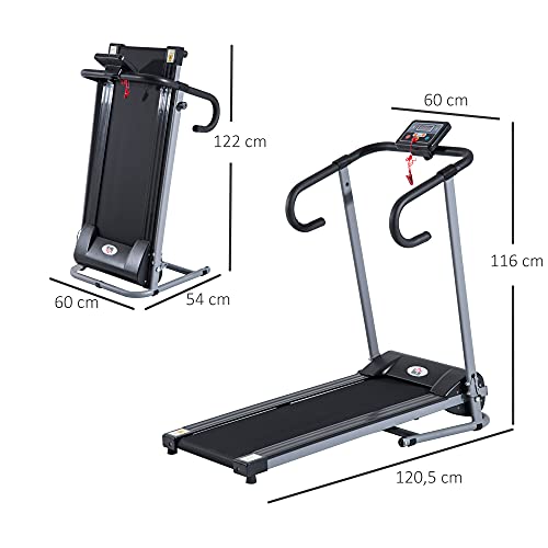 HOMCOM Cinta de Correr y Andar Plegable y Eléctrica de 500W para Fitness 1-10Km/h con Pantalla LCD y Carga Máx. 110 kg Negro y Gris